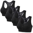 thumbnail image 2 of Sentmoon Everyday Bra Comfort Bras for Women 4 Pack Front Zipper Sports Bra Underwire Support Breathable Soft Stretch Back Gather Design Secure Fit Workout Running Gym Active Bra for Training, 2 of 5
