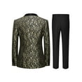 thumbnail image 2 of Beauty-Emily Men's 2-Piece Jacquard Tuxedo Set, Shawl Collar One-Button Jacket, Black Pants,  socks, for Wedding, Business, Party, Banquet, Prom, Formal Events, Graduation, 2 of 7
