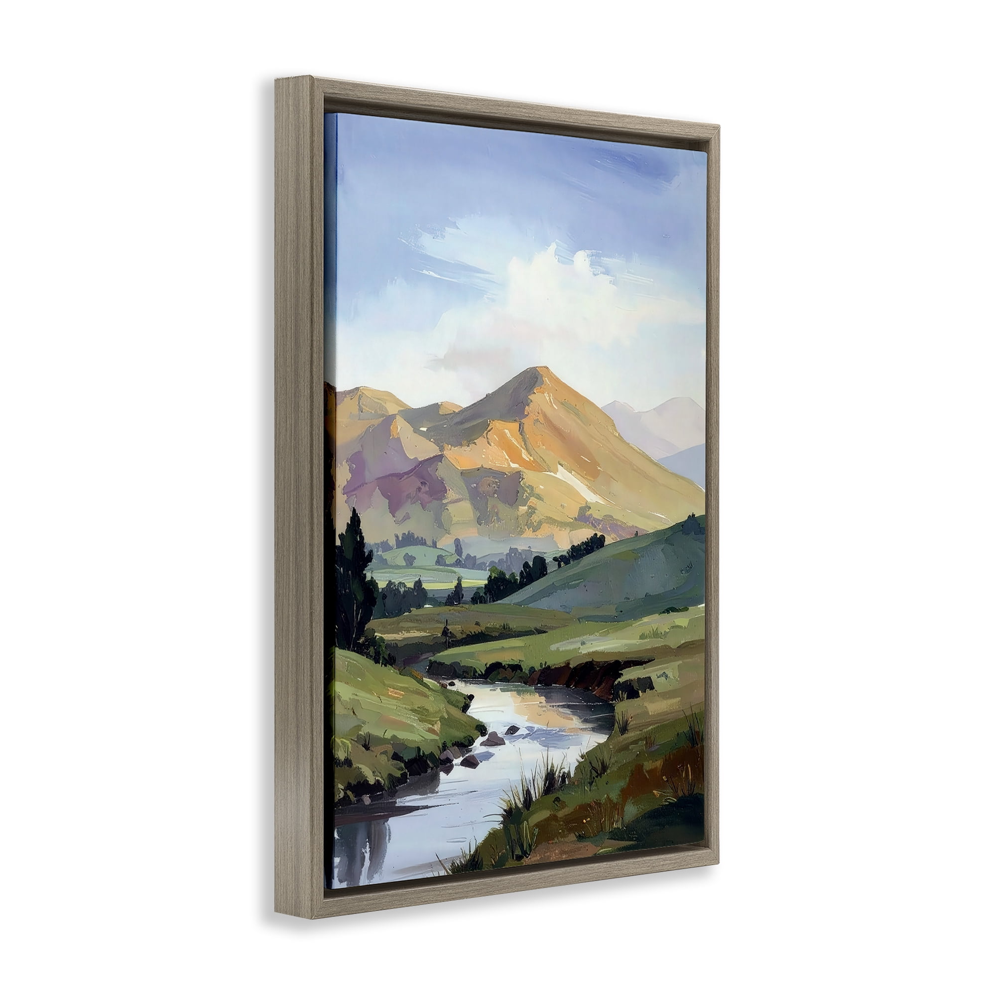 Stupell Industries Across The Valley Brown Framed Floater Canvas Wall Art, design by Alonza Saunders