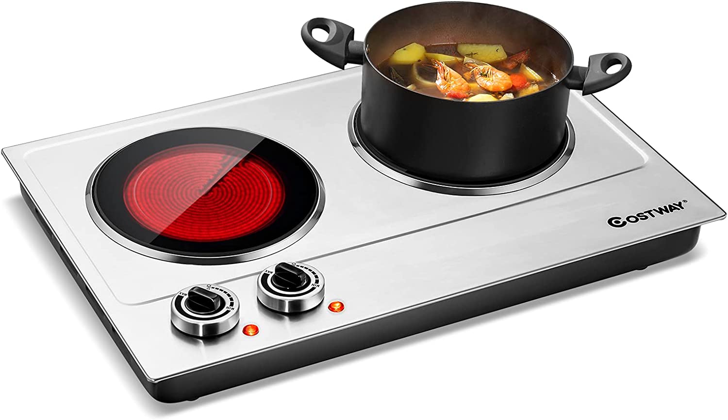 Hot Plates Electric1800W Electric Double BurnersLarge Hot Plate with Temperature Control