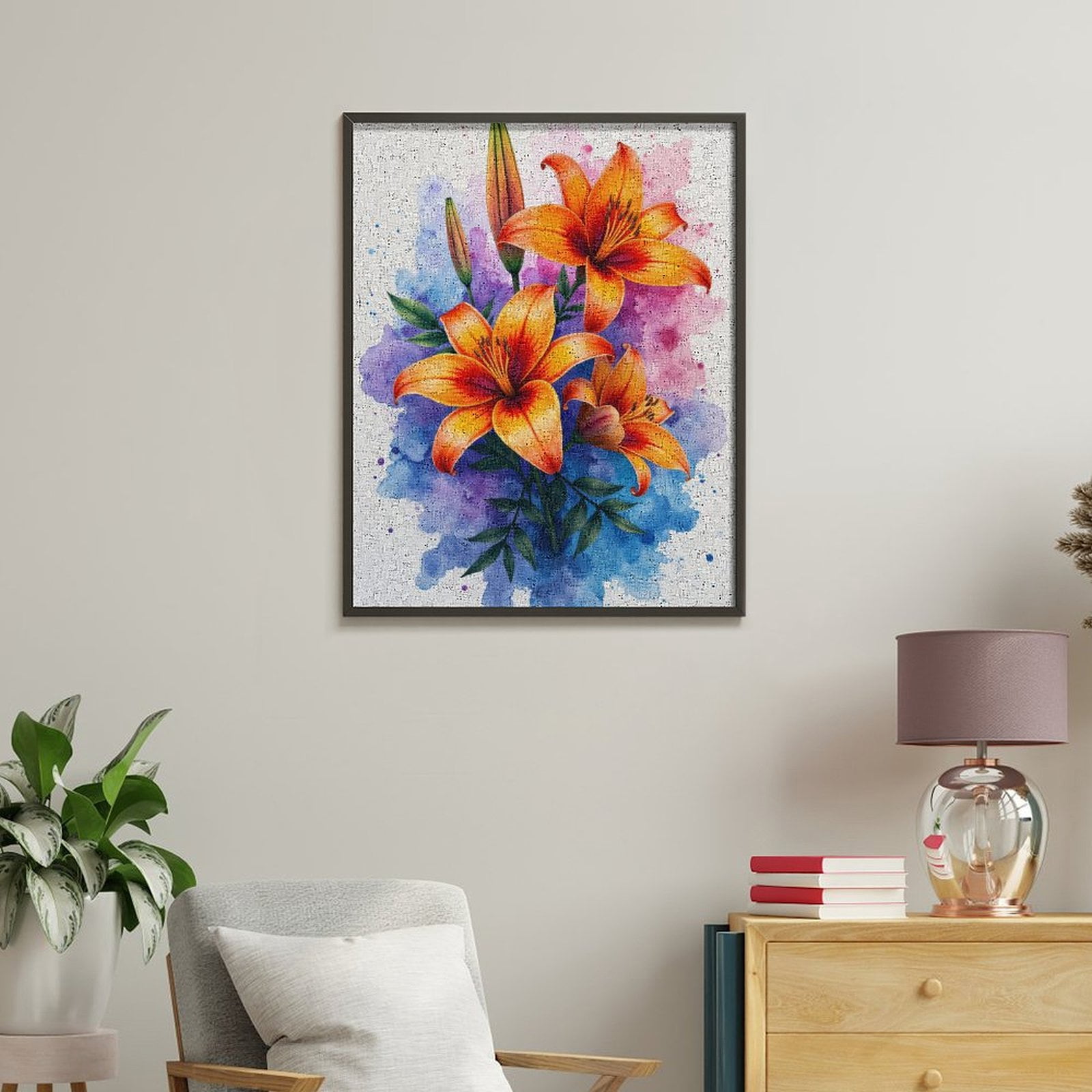 Paint By Numbers Kit for Adults Beginner - Sunset Lilies Watercolor Blooms DIY Canvas Painting Kits for Adults, Frameless Paint By Number for Adults for Home Wall Decor 16x20 Inch