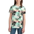 thumbnail image 2 of Honeii Tropical Summer Palm Print Youth Short Sleeve T-Shirt,Boys Athletic Shirt,Quick Dry Short Sleeve Performance Moisture Wicking T Shirt, 2 of 6