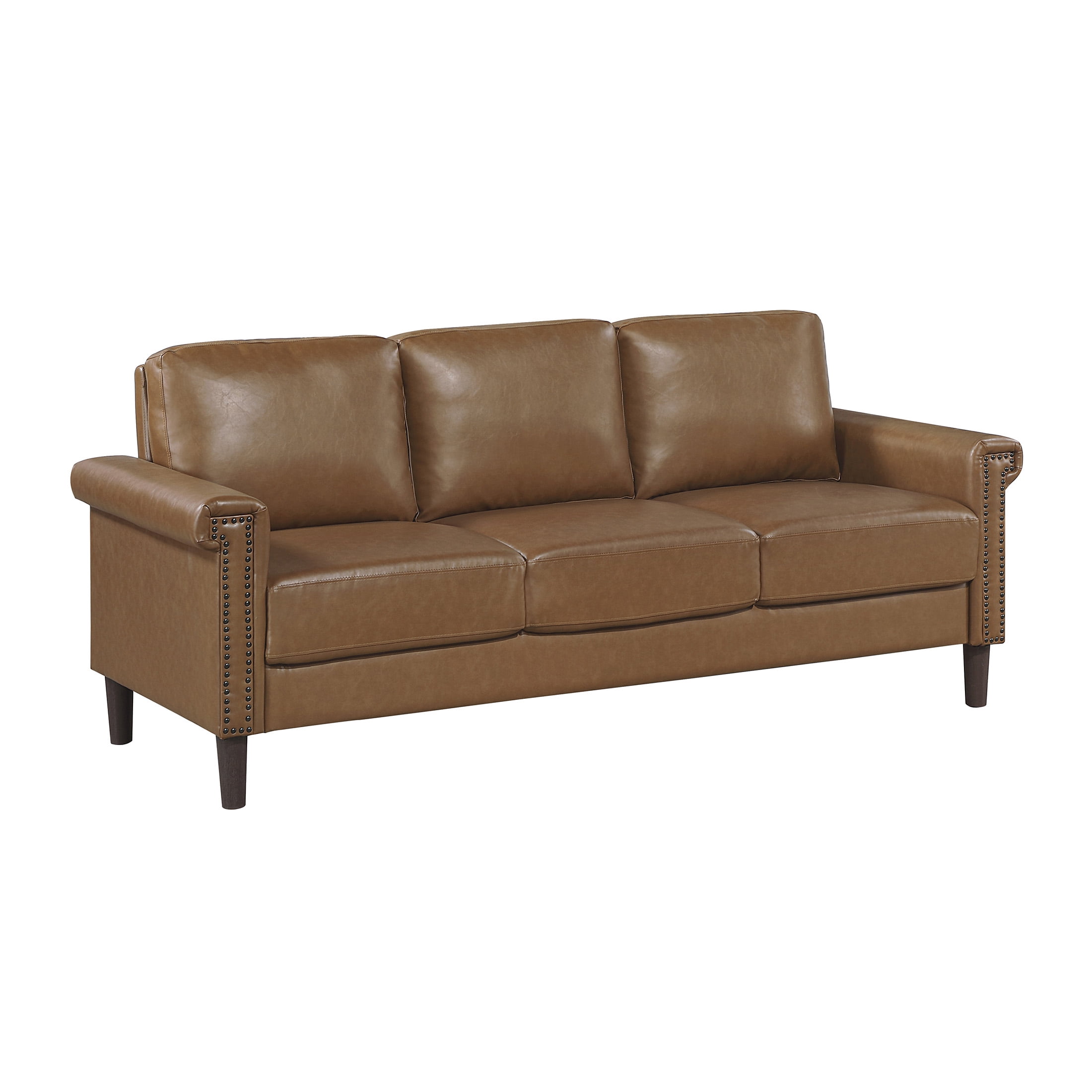 OakvillePark Hartwell Faux Leather Sofa with Nailhead Trim, Brown
