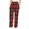 thumbnail image 3 of Pajama Pants Women, Red black plaid Sweatpants Soft Sleep Lounge Pants, Casual PJ Bottoms Pants with Pockets, 3 of 5