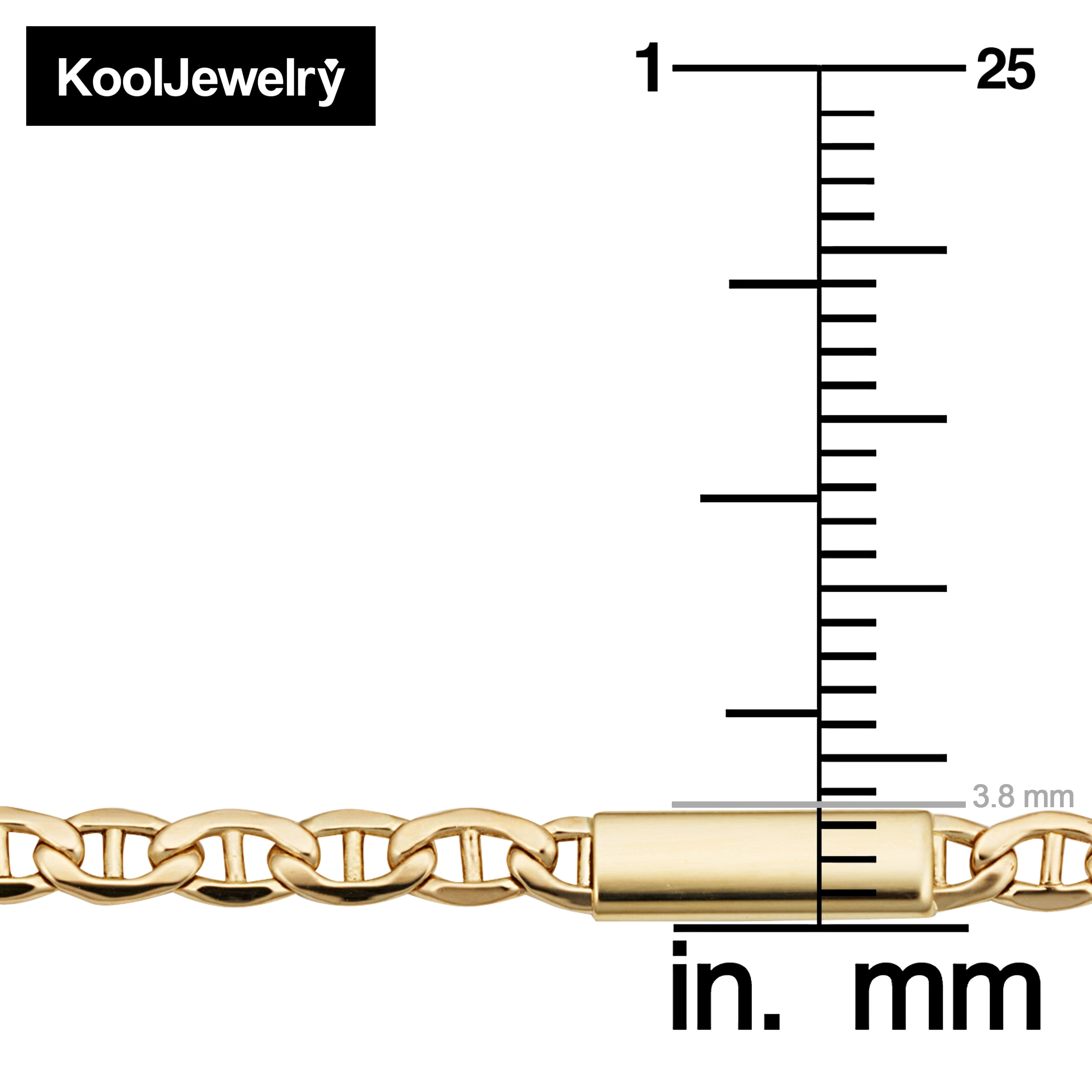 KoolJewelry Real 14k Yellow Gold Bar Station Mariner Link Necklace for Men and Women (20 inch)