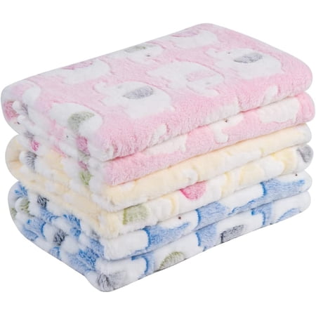 Pet Soft 1 Pack 3 Pet Blankets for Dogs - Fluffy Cats Dogs Blanket for Small Medium & Large Dog Cute Print Pet Throw Puppy Blankets Fleece (Elephant 3PCS-L)