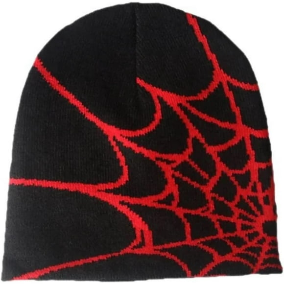LAICAIW Spider Web Beanie Gothic Spider Pattern Wool Acrylic Knitted Hat Spider Beanie Y2K Beanie Casual Skullies