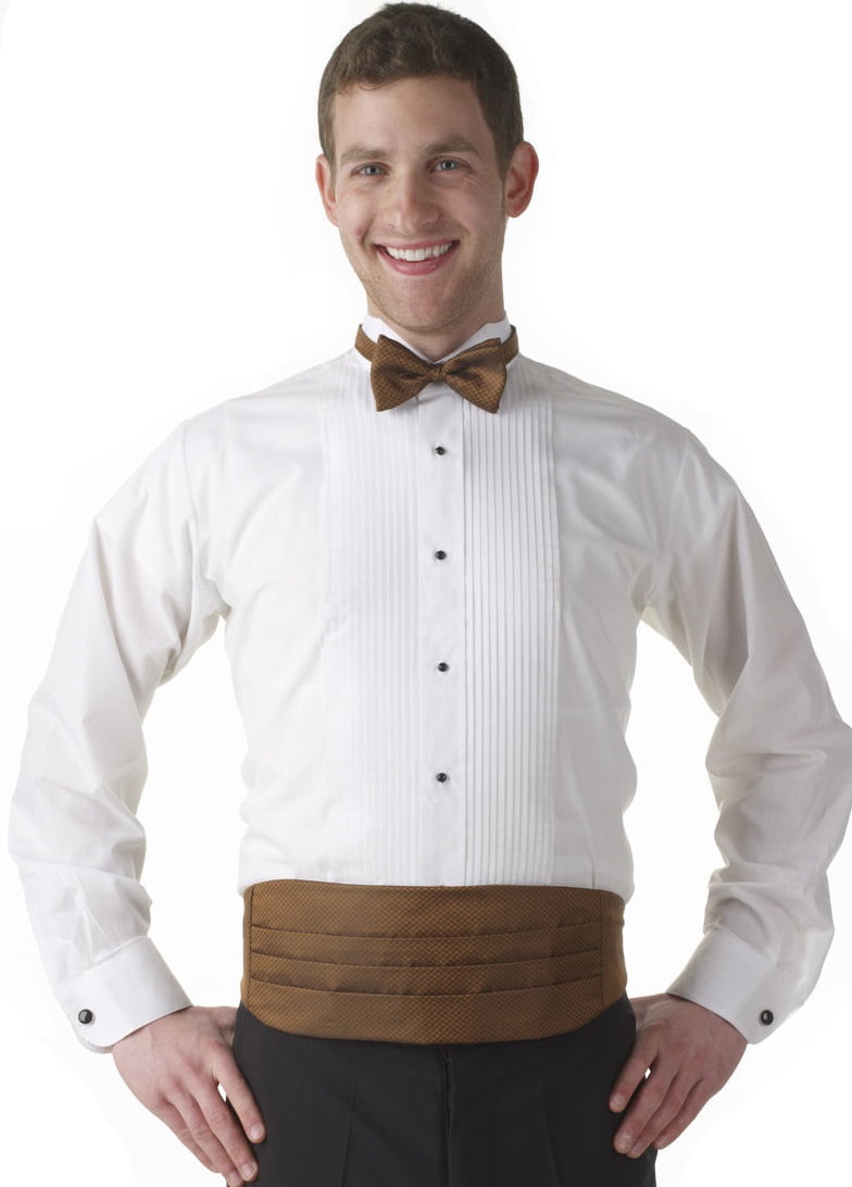 Henry Segal - Henry Segal Men's Pintuck Wing Collar Long Sleeve White Tuxedo Shirt, 16-16.5