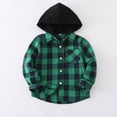 thumbnail image 2 of TOWED22 Boys Plaid Flannel Shirts Unisex Kids Long Sleeve Casual Button Down Shirt with Hood,Green,12-18 M, 2 of 8