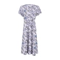 thumbnail image 5 of WTOBBY Women's V-Neck Waisted Floral Print Short Sleeve Dress with Ruffle Accent, Feminine and Comfortable for Spring Summer Fashion,Purple XL, 5 of 5
