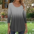 thumbnail image 5 of Jsaierl Tops for Women 3/4 Sleeve Summer Crew Neck Shirts Boho Gradient Petite Pleated Blouses Going Out Cotton T-shirts Top S-2XL, 5 of 7