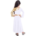 thumbnail image 2 of iixpin Kid Girls Metallic Color Block Liturgical Praise Worship Dance Dress Bell Long Sleeve Lyrical Dancewear White 4, 2 of 7
