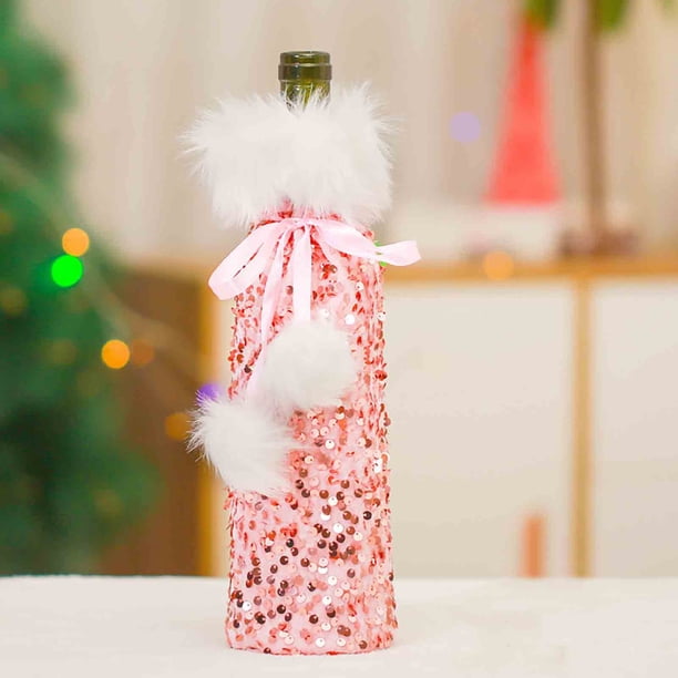 Puntoco Bolsa Para Botellas De Vino Con Cordón De Felpa Con Solapa Rosa,Decoración Hogareña