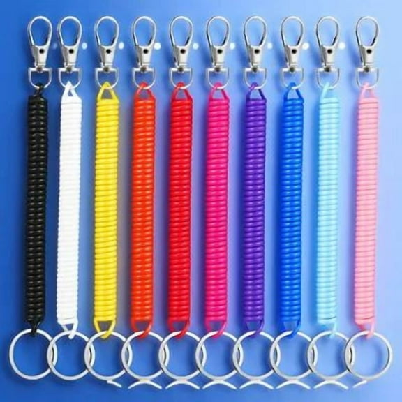 ADDHAT Stretchy Spring Coil Keychain Assorted Color Easy to Use and Stylish for Daily Wear