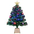 thumbnail image 1 of Árbol de Navidad HABAGOU de fibra óptica verde, 60 cm, con adornos, 1 of 6