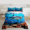 thumbnail image 2 of Feelyou Cute Shark Animal Queen Comforter Set, Underwater World Bedding Comforter Set, 3pcs, 2 of 8