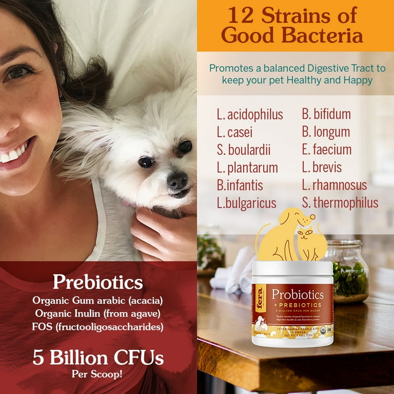 Fera Pet Organics USDA Organic Probiotics Prebiotics for Dogs and Cats