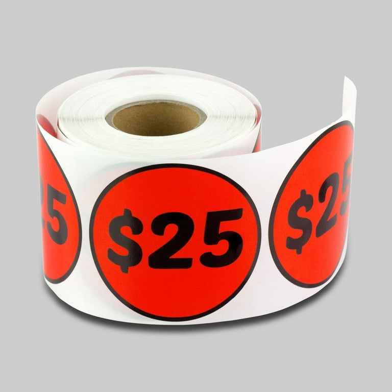 2 inch  Retail & Sales: 25 Dollar Stickers / $25 Dollar Price