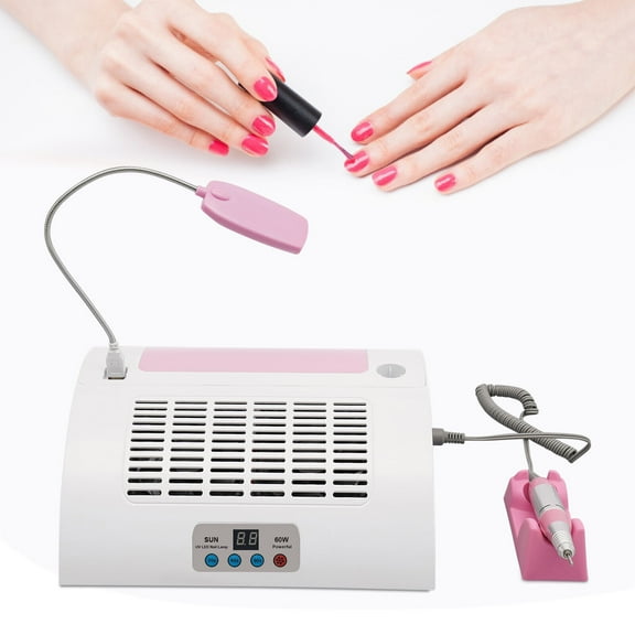 Miumaeov 5 In 1 Timing Nail Lamp Nail Dust Collector Dry Nail Gel Nail Drill Hand Rest