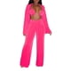 thumbnail image 1 of VISgogo Conjunto de Ropa de 3 Piezas para Mujer, Blusa de Color Sólido de Manga Larga con Cuello de Solapa + Sujetador + Pantalones de Pierna Ancha VISgogo moda, 1 of 9