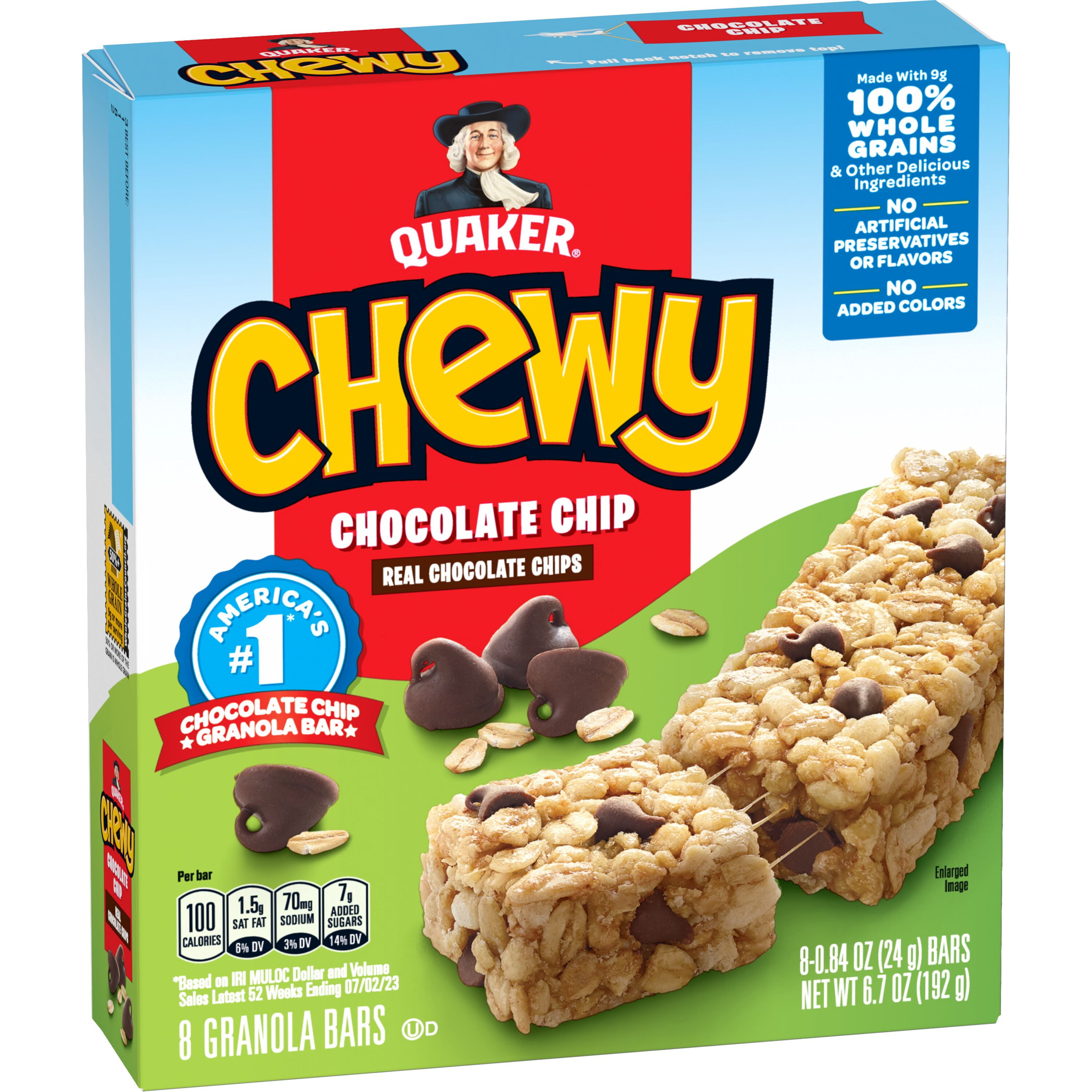 Quaker Quaker Chewy Chocolate Chip Granola Bars, 8 Count, 0.84 oz Bars