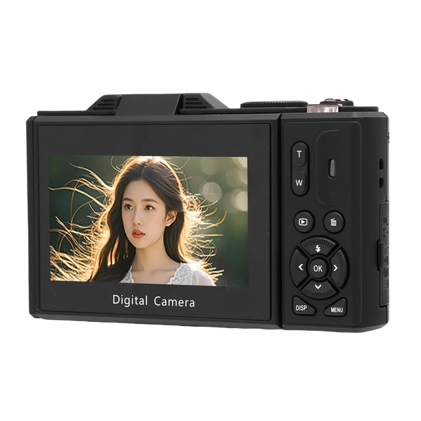 Cámara Digital De 5k Para Fotografía, WiFi Instant Compartiendo Cámaras De Vlogging Para Pantalla De Flip De 3" 180 Con 18x Zoom 75MP Cámara De Viaje Compacta Con AF Auto