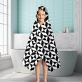thumbnail image 6 of Black White Geometric Checkered Pattern Hooded Bath Towel，50"x30" for Ages 3 To 12 Kids, Quick Dry Lightweight Soft Microfiber Hood Beach Towel Cover Up for Kids, 6 of 7