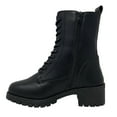 thumbnail image 3 of New Women's Lug Sole Platform Combat Ankle Bootie Lace up Side Zipper Bootie, 3 of 5