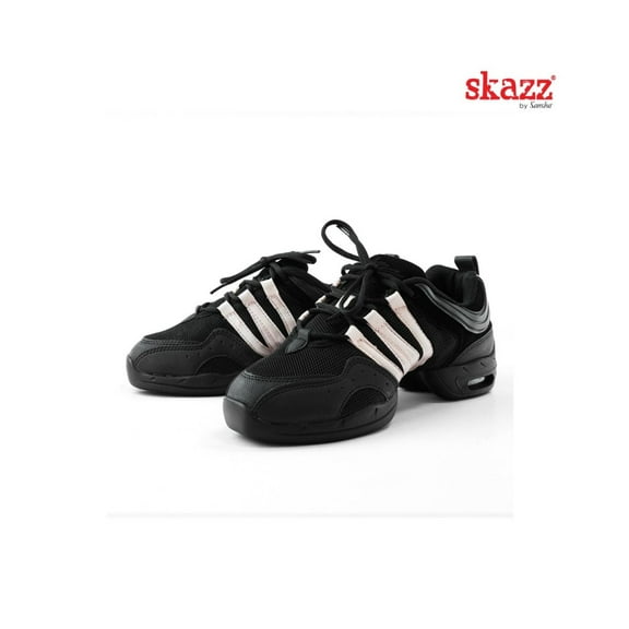 Skazz TUTTO NERO Low-Platform Dance Sneakers for Dance & Fitness (Classic Contrast), Black