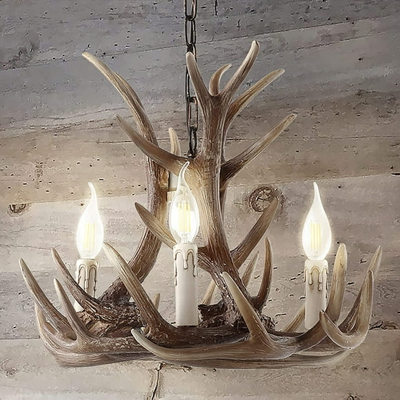 JONATHAN Y JYL6304A Eldora 18" Adjustable Resin Antler 3-Light LED Chandelier,Rustic, Cottage, Transitional, Dimmable Dining Room, Living Room, Kitchen, Foyer, Bedroom, Brown