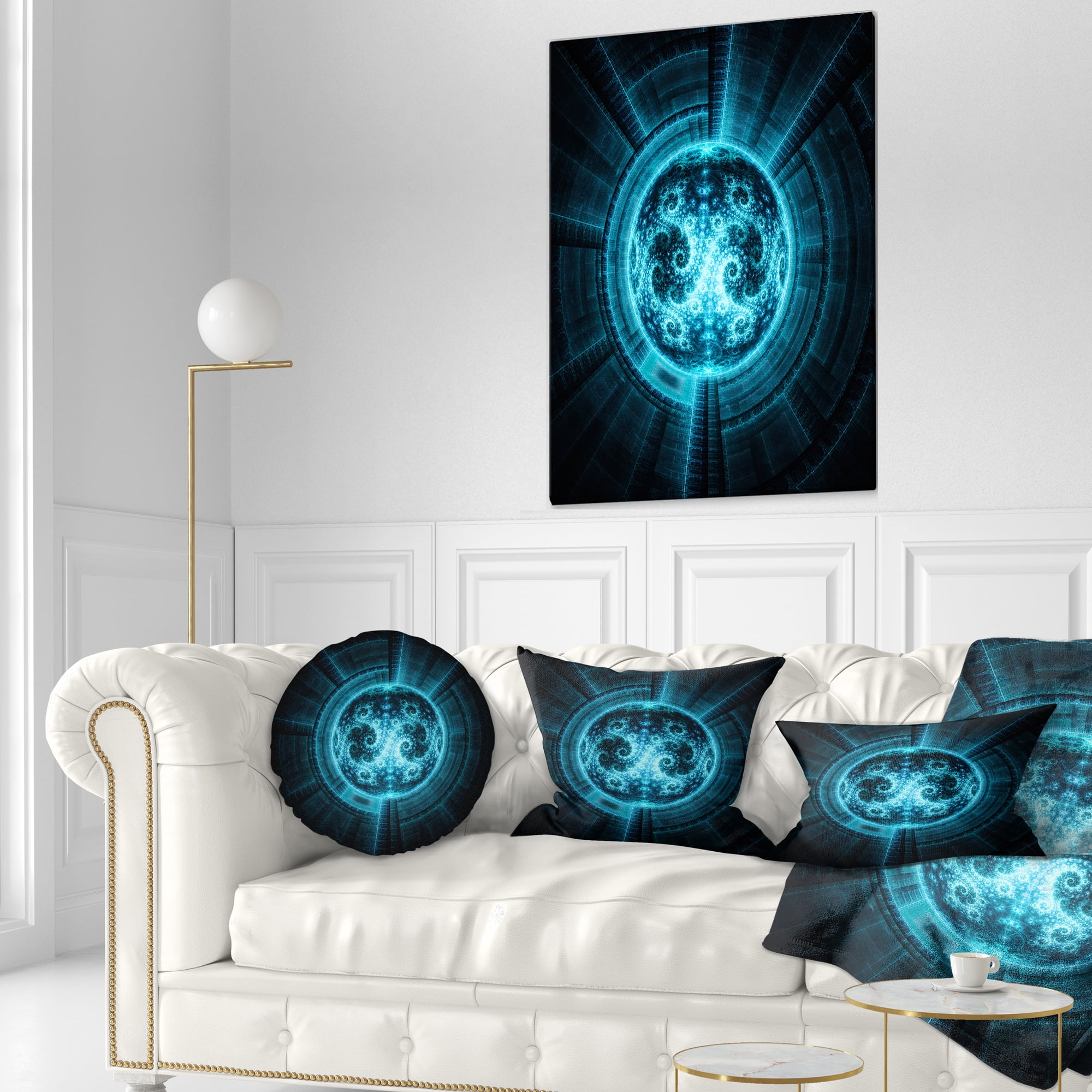 Designart 12" x 20" Blue Polyester Throw Pillow