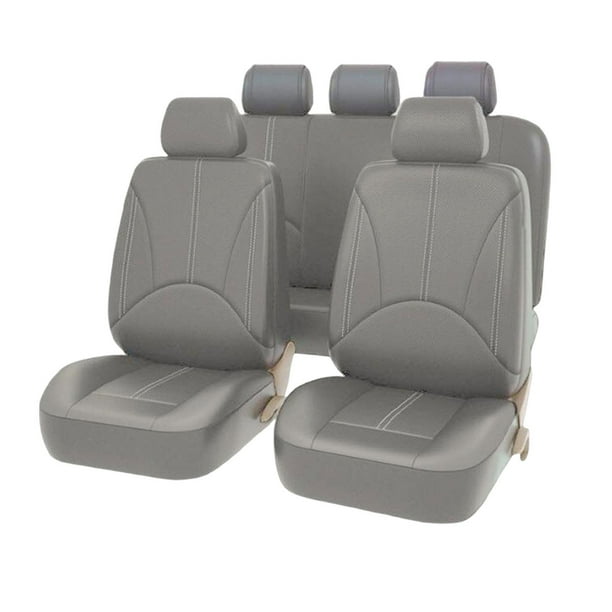 Luzkey Fundas de asiento de coche de piel sintética, lavables, fundas para asientos delanteros y traseros, protector impermeable clásico para vehículos, SUV, accesorios para coche, color negro