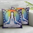 thumbnail image 3 of RUIYC  Colorful Throw Pillow Cushion Cover, Girl in Lotus Colorful Stones Yoga Meditation Relax Theme Oriental, Decorative Square Accent Pillow Case, Grey Green, 3 of 5