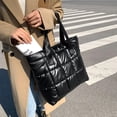 thumbnail image 4 of LHSHID Women Top-Handle Bag Women Solid Color Quilted Lattice Shoulder Bag Nylon Fashion Ladies Handbag for Shopping Traveling, 4 of 6