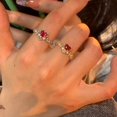 thumbnail image 2 of Anillo de amor rojo para mujer, ligero, de lujo, de moda, con incrustaciones de circonita roja, abierto, estilo novia, 2 of 5