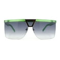 thumbnail image 2 of Flat Top Half Rim Euro Style Mafia Shield Plastic Oversize Sunglasses Green - Smoke, 2 of 4