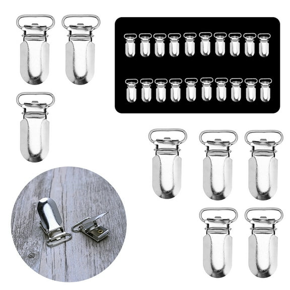 OFFIGAM 50 Pcs Metal Suspender Clips with White Plastic Protectors for Clothes, and Secure Fasteners