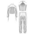 thumbnail image 4 of iiniim Girl's 3 Piece Holographic Outfit Long Sleeve Tassel Hip Hop Modern Jazz dance Jacket Vest and Pants Set Silver 14, 4 of 6