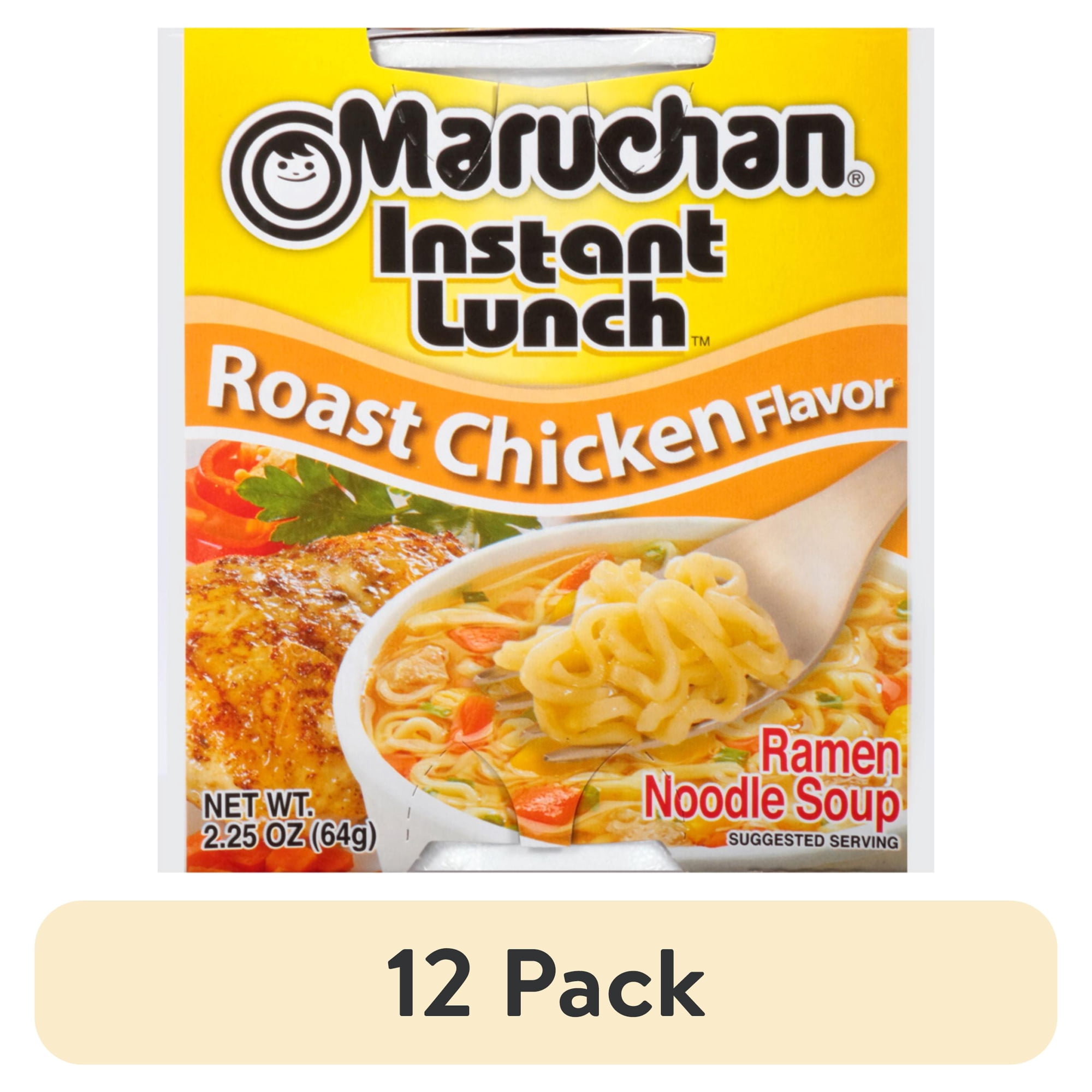 (12 pack) Maruchan Instant Lunch Ramen Noodles, Roast Chicken Flavor, 2.25 oz Cup