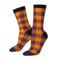 thumbnail image 2 of Uemuo Fall Buffalo Plaid Pattern Women's Crew Socks, Soft Durable Breathable Moisture-Wicking with Odor Control Cotton socks, 2 of 9