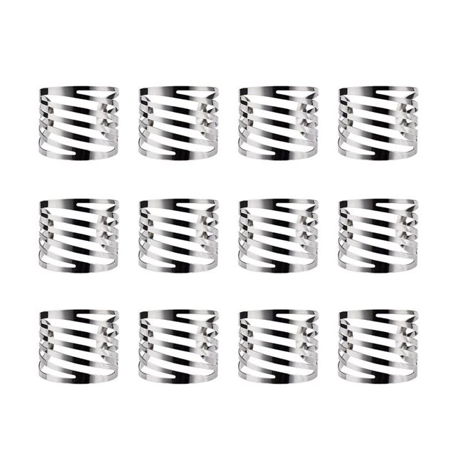 12pcs/set Serviette de Table Boucle Métal Serviette de Table Partie Anneau Décoration Table Boucle Décor, Argent