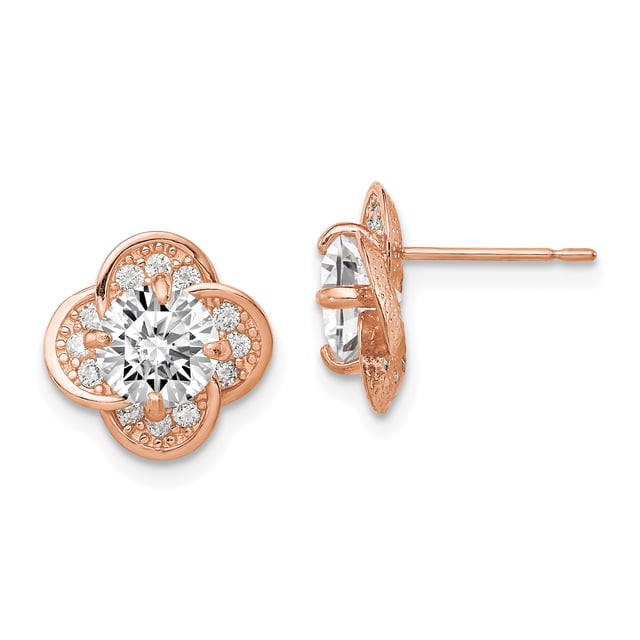 10k Rose Gold Cubic Zirconia Cz Stud Earrings