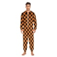 thumbnail image 6 of joogoo Orange Checkered Grid Pattern Unisex Adults Onesies Pajamas Jumpsuits L, 6 of 7