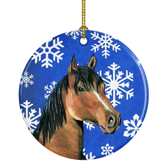 Horse Winter Snowflakes Holiday Ceramic Ornament