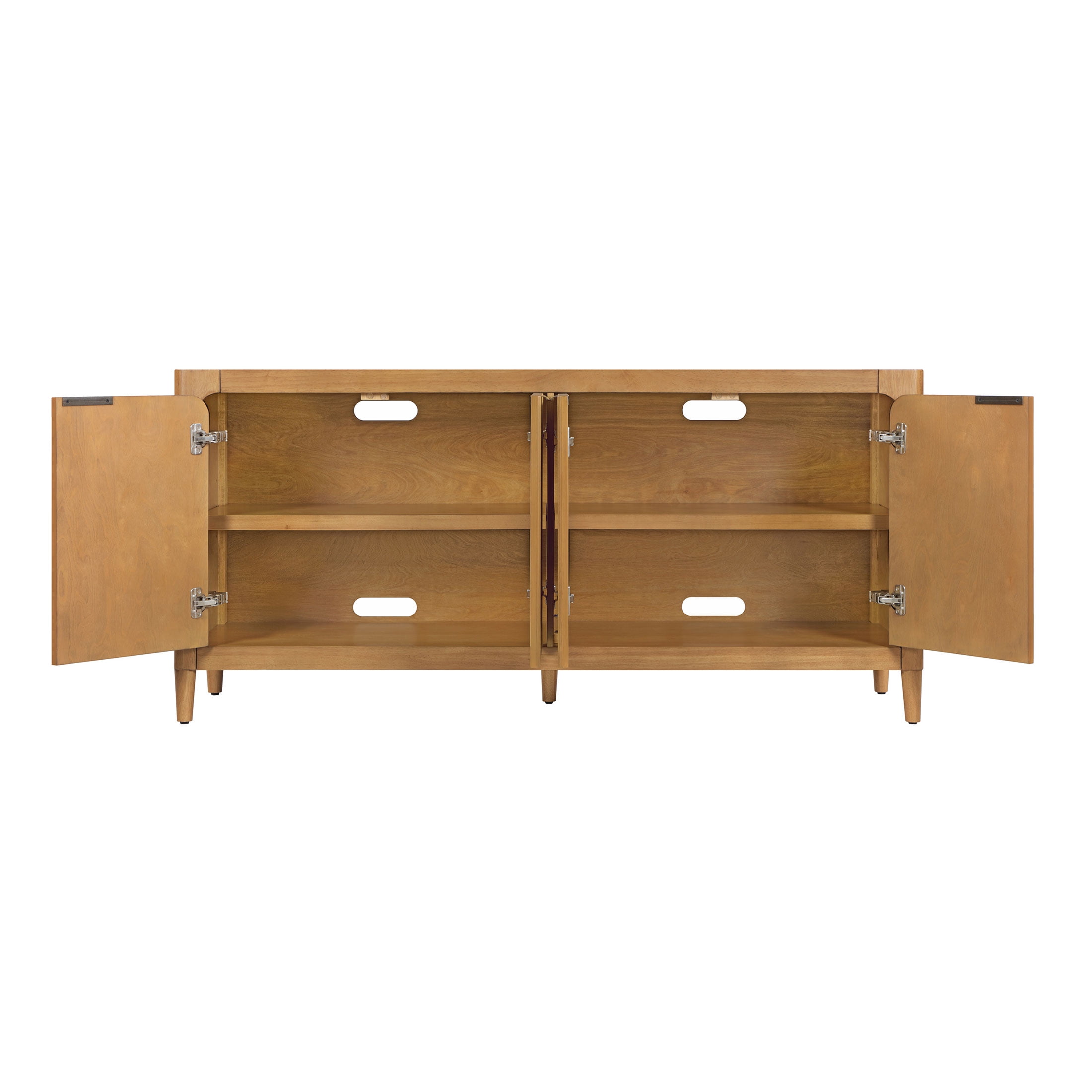 My Texas House Linden Fluted Buffet Cabinet Sideboard with Adjustable Shelves, Warm Brown