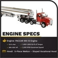 thumbnail image 3 of Kenworth T880 Day Cab Tandem Truck w/Pusher-Axle & Petroleum Tanker Trailer Red & Chrome 1/50 Diecast Model by Diecast Masters, 3 of 8