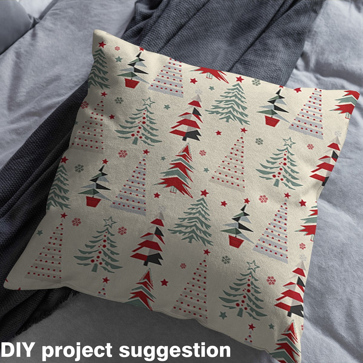 Homewish Polkadots Xmas Tree 01 for Kids, Christmas Cartoon Stars Room Decor Fabric by the Yard, Winter Snowflake Sewing Fabric, Luxury Bedroom Decor