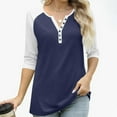thumbnail image 6 of Long Sleeve Shirts for Women Business Casual Tops Fall Fashion Clothes Ndbuld Long Sleeve Shirts for Women Crew Neck Casual Fall Fashion Blouses Basic Tunic Tops Dressy Work Clothes Blue 3XL, 6 of 9