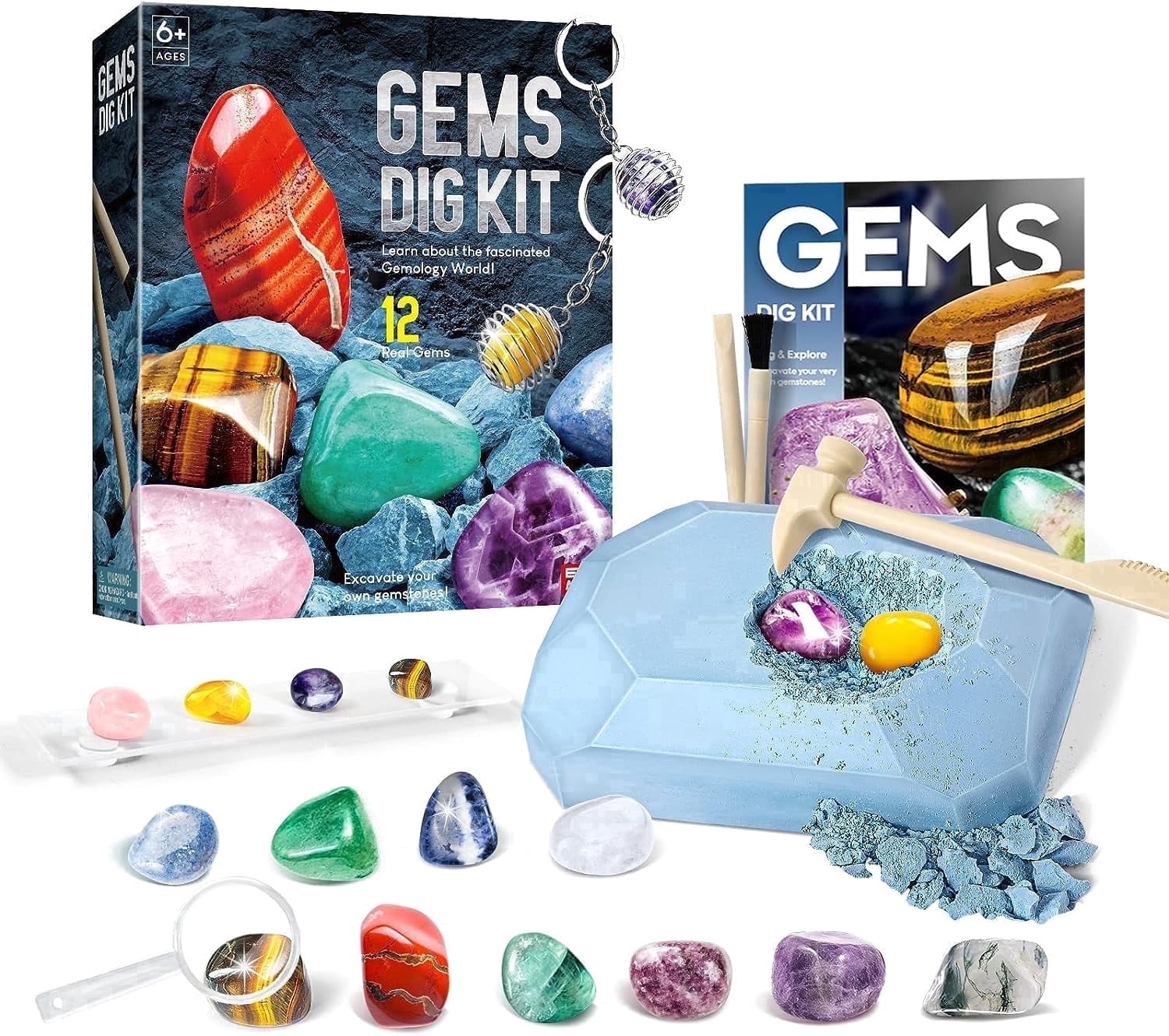 Eduman Jumbo Gemstone Discovery Kit, 18 Real Gems and Rocks