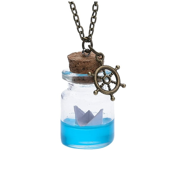 TopLLC Necklaces for Women Sea Water Paper Drifting Bottle Necklace Glass Bottle Pendant Necklace Jewelry Gifts on Clearance